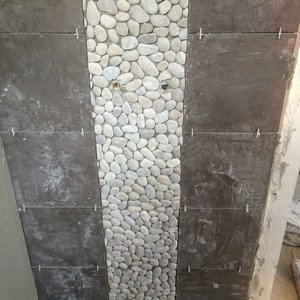 Carrelage douche et mosaïque en pierre